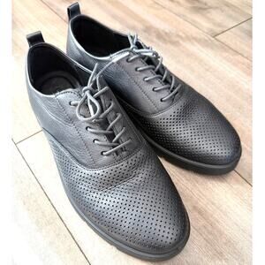 ECCO Womens Sneakers Perforated Leather Lace Up Oxford Low Top Gray Size 40 / 9